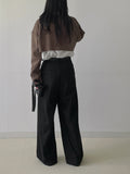 Hira Striped Wool Wide Slacks