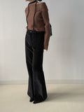 Beishu Corduroy Pin Tuck Bootcut Pants
