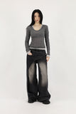 Half wrap wide denim