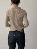 Snap Ribbed Cardigan Knit T-shirt