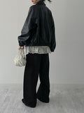 Dino Leather Loose Fit Blouson Jumper