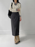Unbalanced Wrap H-line Long Skirt