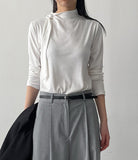 Tie Mock Neck Tee