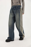 Side cotton denim pants