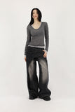 Half wrap wide denim