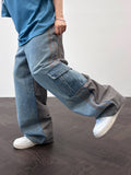 Reverse Cargo Denim Pants (denim&nylon)