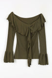 Wave ruffle off-shoulder tee
