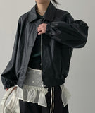 Dino Leather Loose Fit Blouson Jumper