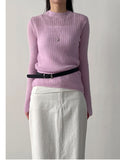 Kid Mohair Slit See-Through Knit