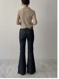 [non-fade] Selvedge Pin Tuck Long Bootcut Denim Pants