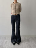 Snap Ribbed Cardigan Knit T-shirt