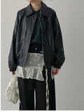 Dino Leather Loose Fit Blouson Jumper