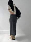 Unbalanced Wrap H-line Long Skirt