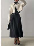 [wool90%/handmade] Collar slit handmade short jacket