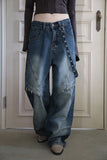 Ring chain wide denim pants