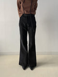 Beishu Corduroy Pin Tuck Bootcut Pants