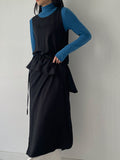 Shirred Unbalanced Long Layered One Piece