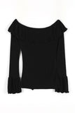 Wave ruffle off-shoulder tee