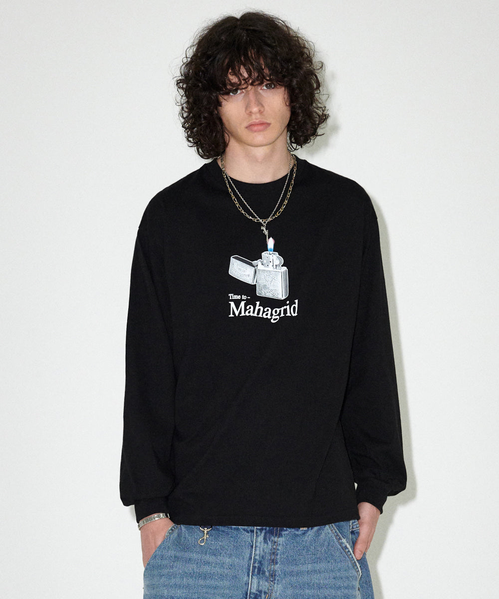 【mahagrid】24FW★ IT'S TIME TO LS TEE IT'S TIME TO LS TEE [BLACK] - MAHAGRID