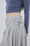 Fold crop flare midi skirt