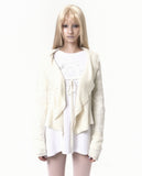 Ruffled Drape Angora Cardigan