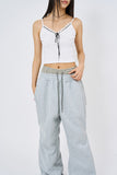 Lace string crop sleeveless top