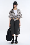 Sand big check short sleeve over shirt