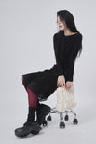 Part shirring wide-neck crop long sleeve