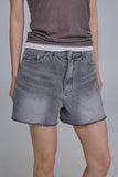 Five washed denim shorts