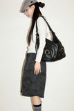 Circle leather 2-way shoulder bag