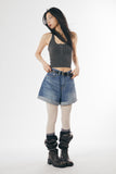 Caley pigment halter-neck sleeveless top