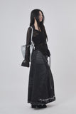 raw cut sand denim long skirt