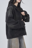 Smoke washed denim hooded jumper