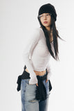 Mabel halter V-neck shirring long sleeve