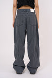 Red clown wide denim pants