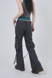 Hangdown string cargo denim pants