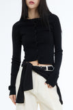 Vient Unbalanced Shirring Cardigan