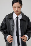 Flop over leather jacket