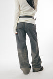 Tiger rough crop roll-up denim pants