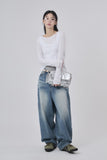 Embo washed over denim pants