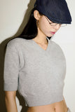 Verso v-neck crop short sleeve knit