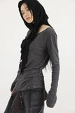 Velvet long shirring skirt