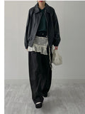 Dino Leather Loose Fit Blouson Jumper