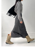 Unbalanced Wrap H-line Long Skirt