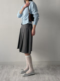 Wool Pleated Midi Skirt