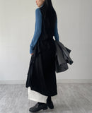 Shirred Unbalanced Long Layered One Piece