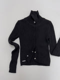 Snap Ribbed Cardigan Knit T-shirt