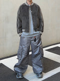 Glossy padded diagonal cargo pants