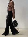 Beishu Corduroy Pin Tuck Bootcut Pants