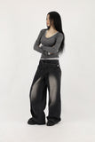 Half wrap wide denim